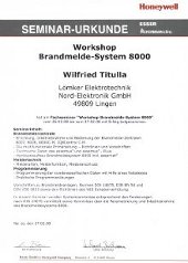 Esser Urkunde über die Teilnahme am Workshop Brandmelde-System 8000